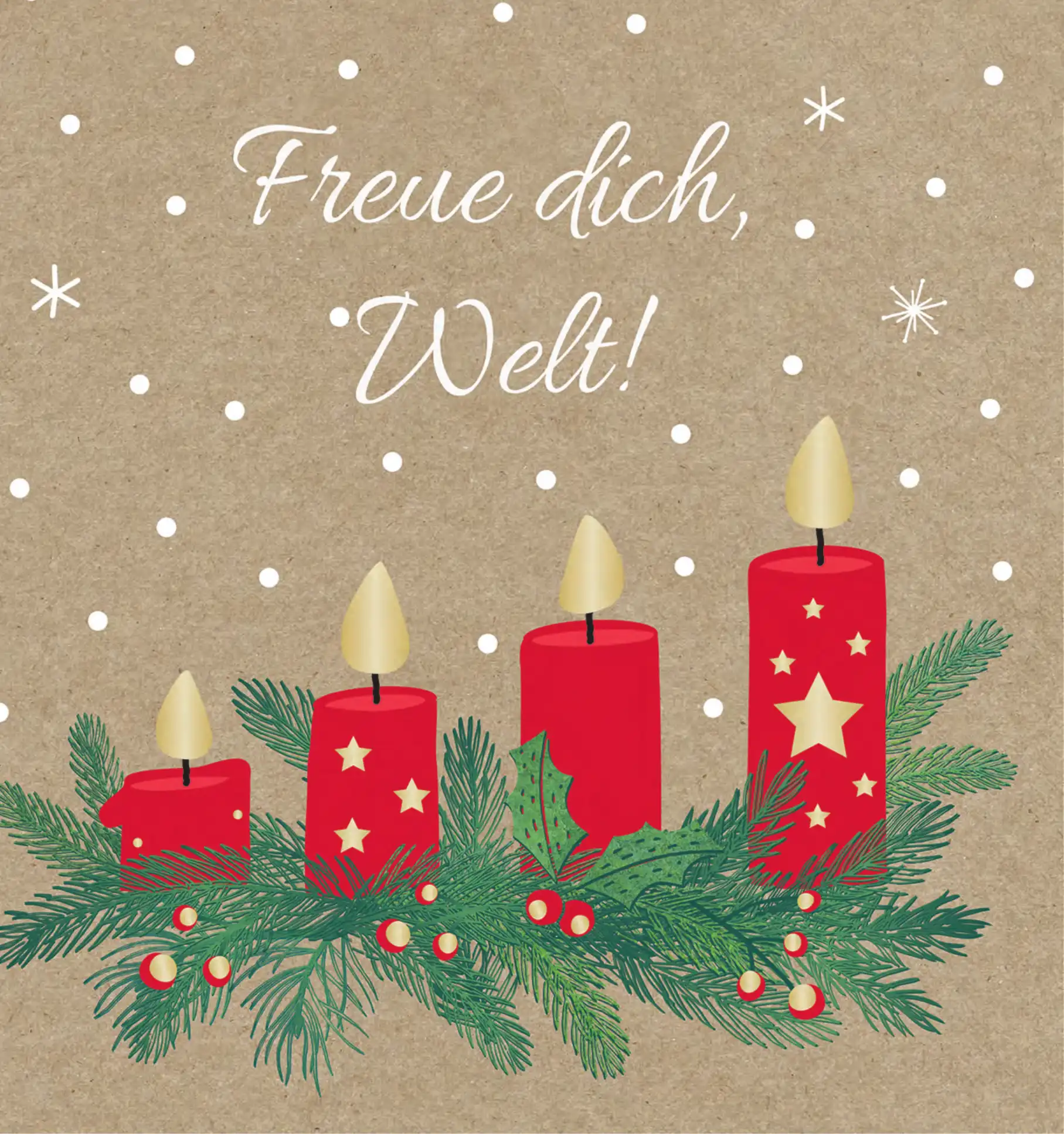 Serviette „Freue dich, Welt!“