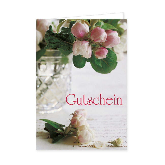 Klappkarte: Geschenk Gutschein - Apfelblüte