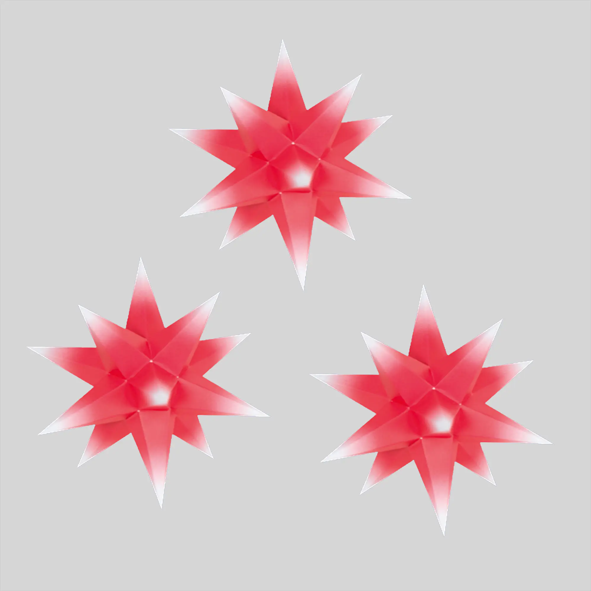 3 Weihnachtssterne rot-weiß mit Beleuchtung