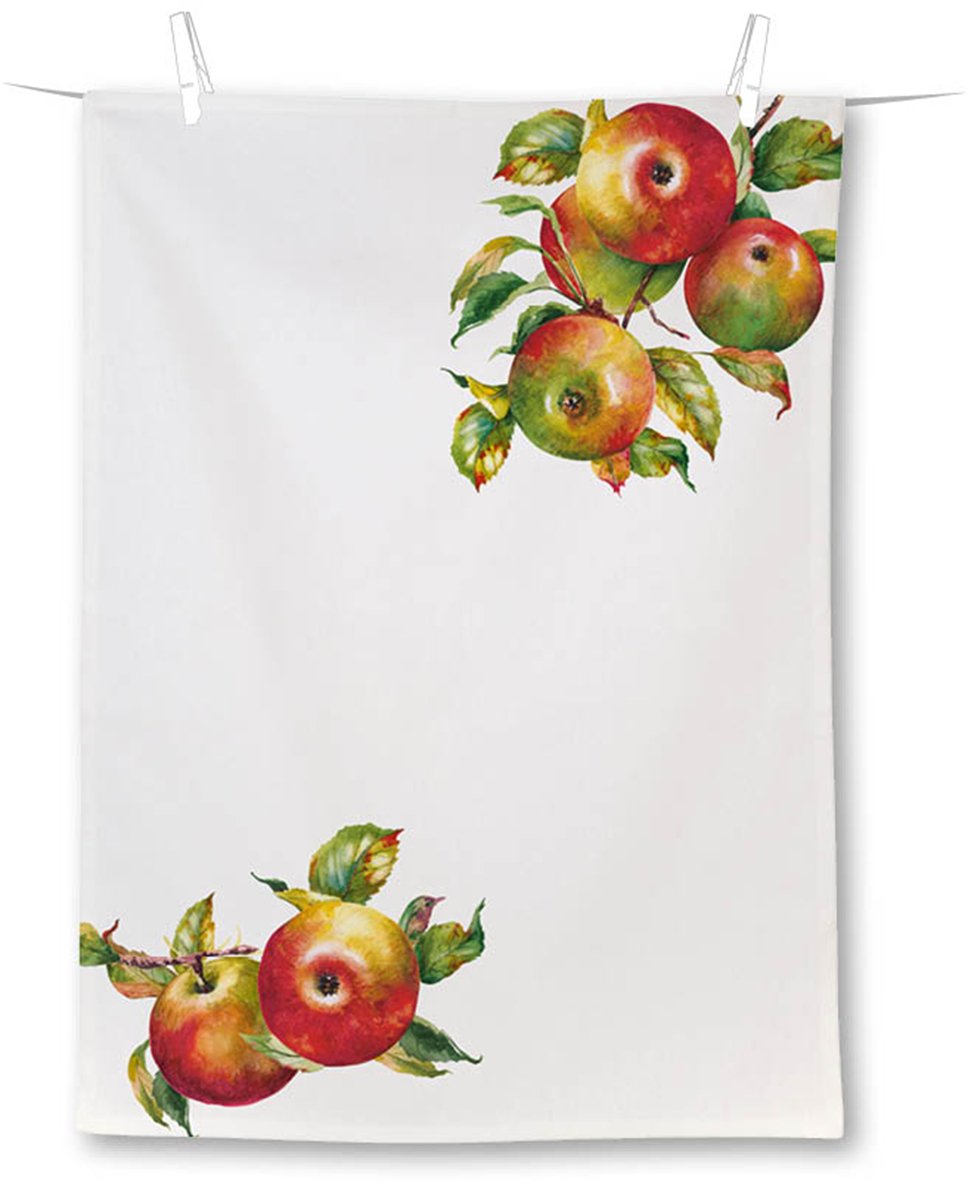 Geschirrtuch, Küchentuch mit Apfelmotiv 50x70cm Dekor "APPLE Cream"