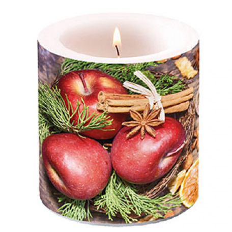 kleine Kerze mit Apfelmotiv Winter - Winter Apples
