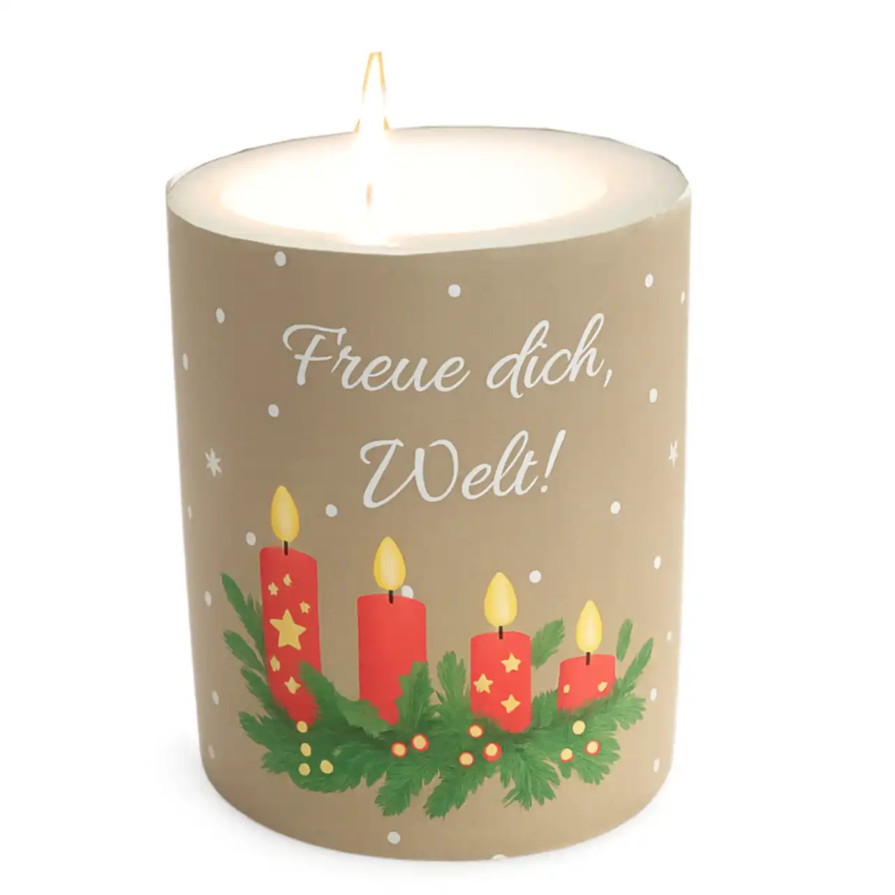 Kerze „Freue dich, Welt!“