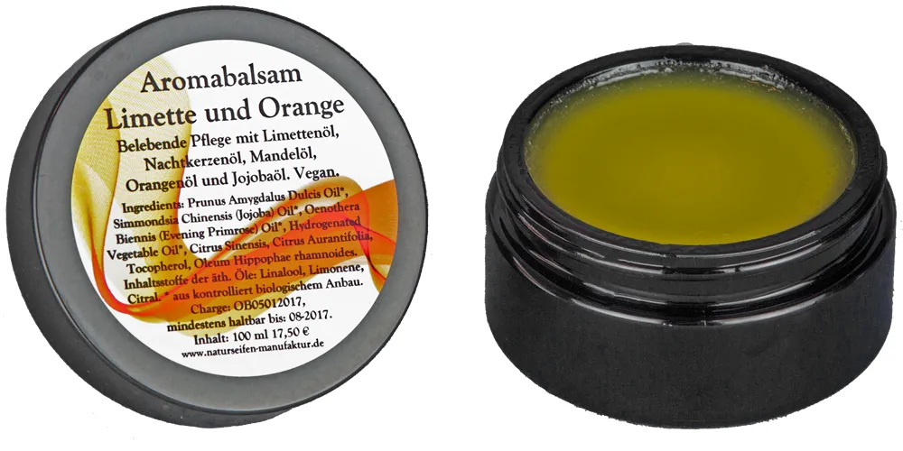 Aromabalsam Limette, Orange -mit Nachtkerzenöl- vegan