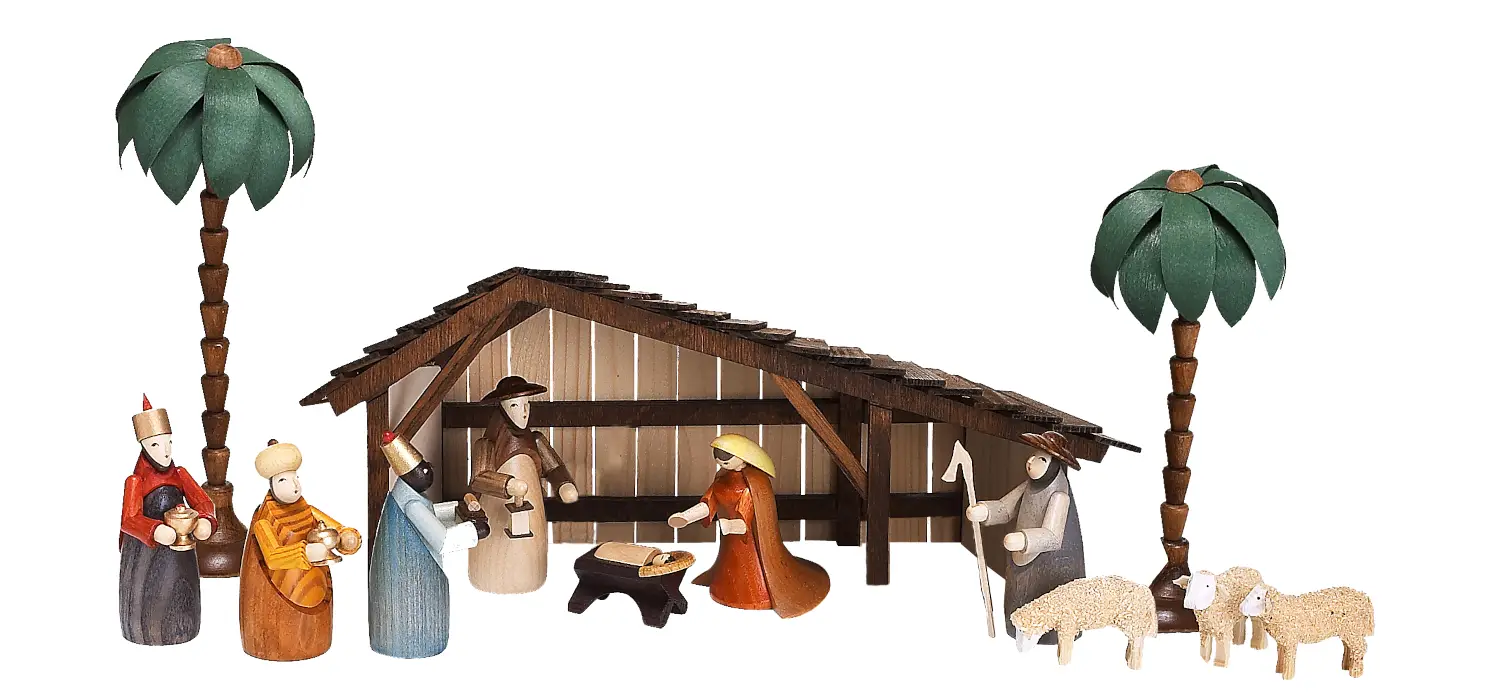 Weihnachtskrippe Set - 13-teilig aus Holz